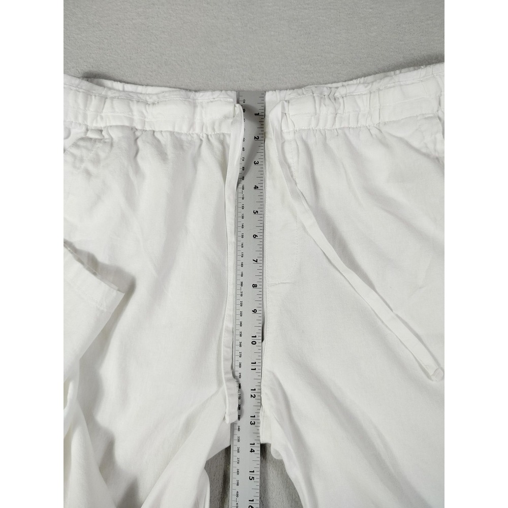 Old Navy Pants Womens Large White Linen Blend Wide Leg High Rise Drawstring - Picture 10 of 11